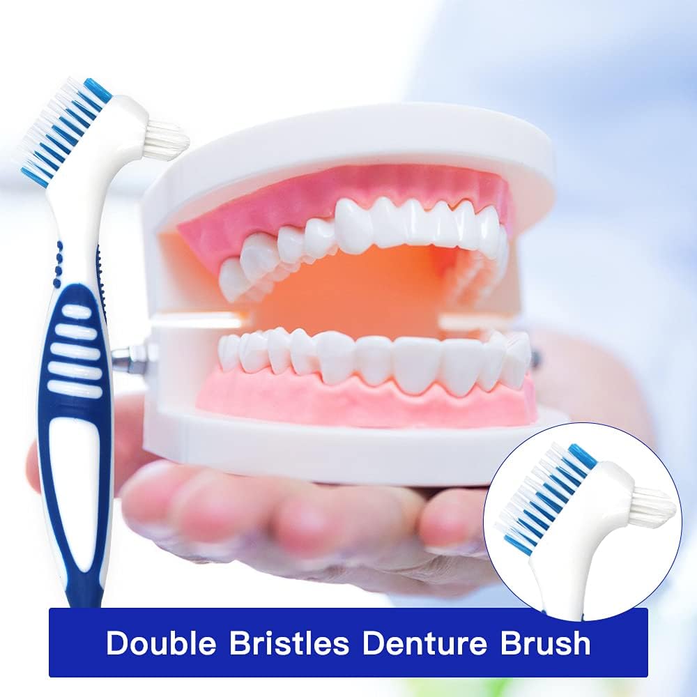 2 Packs Denture Bath Cases and 2 Packs Denture Cleaner Brushes kit, Portable Professional Denture Cups Denture Boxes Dentures Container with Removable Basket for Home Use (Blue, Pink, Purple): Health & Personal Care