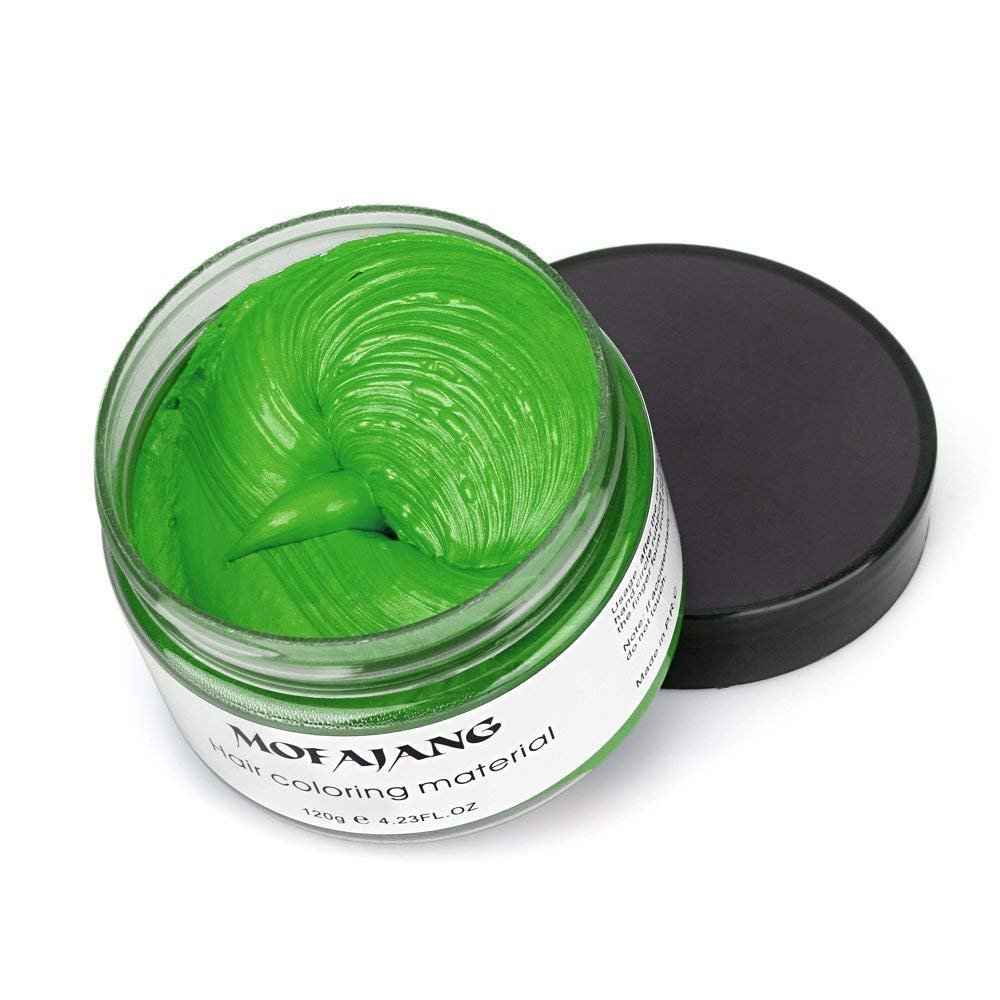 MOFAJANG Hair Coloring Dye Wax, Temporary Hairstyle Cream 4.23 oz, Hair Pomades, Natural Hairstyle Wax for Men and Women Party Cosplay (Green): Beauty