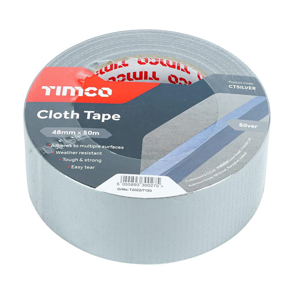 TIMCO CTSILVER Cloth Tape 48mm x 50m - Silver