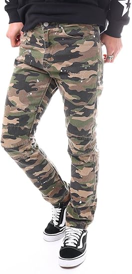 Amazon スキニーパンツ メンズ 迷彩 パンツ カモフラ スキニー デニム デニムパンツ ストレッチ ジーンズ ジーパン バイカーパンツ 迷彩柄 カモフラージュ サーフ スポーツ ストリート スケート スケーター アメカジ カジュアル ファッション ロングパンツ 通販