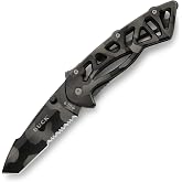 Buck Knives 870 Bones Folding EDC Pocket Knife, Tiger, 4.4 oz | 3&rdquo; Modified Tanto 420HC Steel Blade, Stainless Steel Handle, Versatile Folding Knife for Everyday Carry