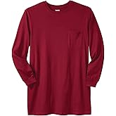 KingSize Men's Big & Tall Shrink-Less Lightweight Longer-Length Long-Sleeve Crewneck Pocket Tee