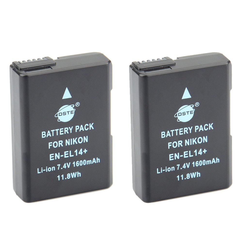 DSTE 2x Full Coded EN-EL14 ENEL14 Li-ion Battery for Nikon DF D3100 D3200 D3300 D3400 D5100 D5200 D5300 D5500 D5600