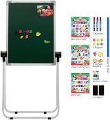 DOeWORKS Kids Easel Magnetic Whiteboard Chalkboard Height Adjustable 360° view 3