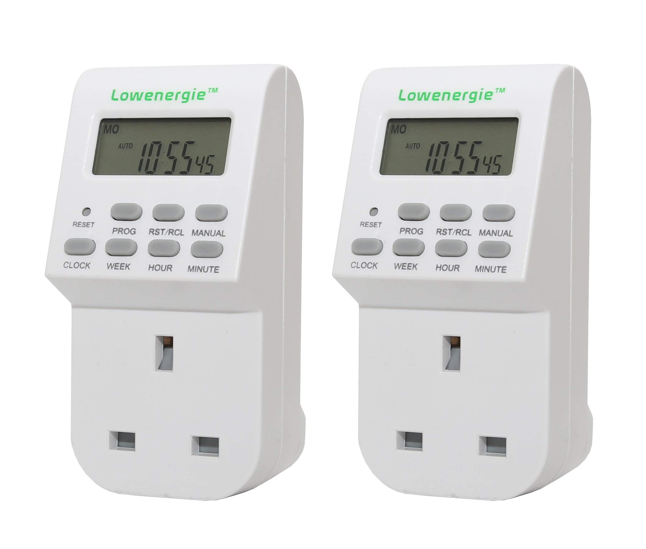 Lowenergie 7 Day Programmable Digital Plug-In Electronic Timer socket 12-24 hour (2)