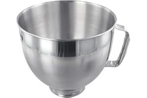 Stainless Steel Mixing Bowl for Stand Mixers, 4.5 QT / 5 QT, Rustproof & Dishwasher Safe, Compatible with K45SS, KSM75, KSM15