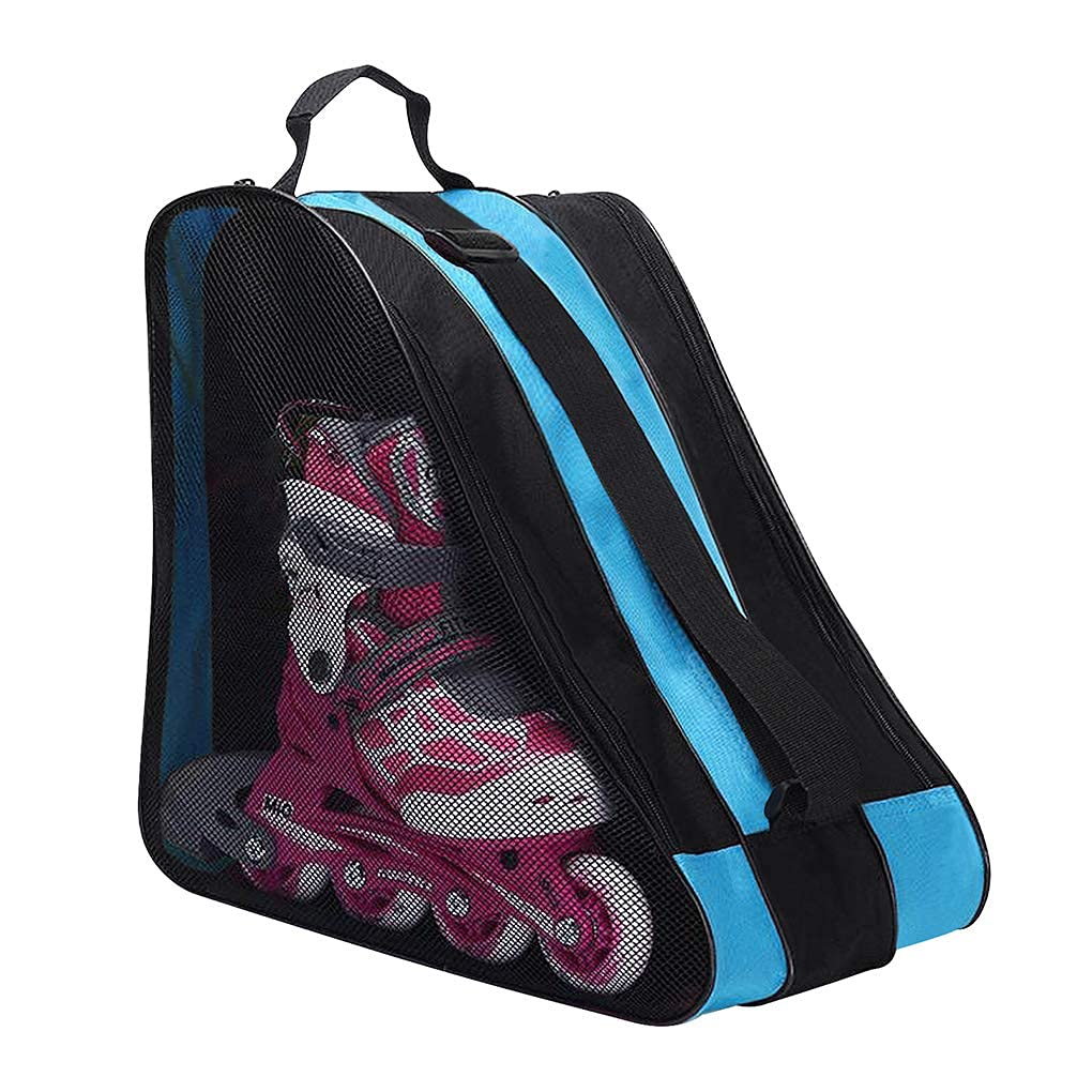 zalati Roller Skate Bag Mesh Breathable Adjustable Shoulder Strap Ice Skate Display Bag for Most Roller Skating Shoes Carrying - Blue