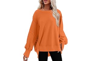 SHEWIN Womens Oversized Reverse Seam Sweatshirt Casual Long Sleeve Pullover Tops Lightweight Loose Crewneck Sweatshirts