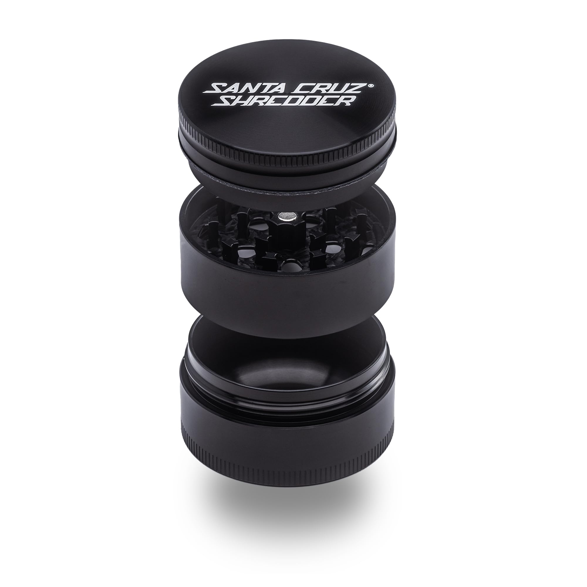 Santa Cruz Shredder Herb Grinder 3 Piece Medium 2 1/8" Superior Grip and Aluminium (Black)