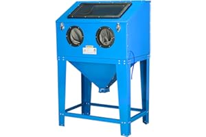 PARTS-DIYER 90 Gallon Sandblasting Cabinet,40-80PSI Sand Blasting Cabinet with Glass Viewing Windows/LED Light, Heavy Duty Sand Blaster with 4 Nozzles & Blasting Gun for Paint, Rust Removal(Blue)