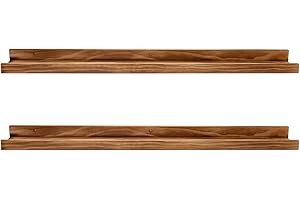 AZSKY 24" Floating Wall Ledge Shelf Wood Picutre Shelf Wall Mounted Nursery Kids Bookshelf Spice Rack Bathroom Storage Shelves Display Organizer Set of 2