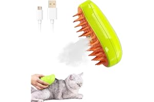 SIHUAN Cat Steam Brush, 3 In1 Steamy Cat Brush, Self Cleaning Cat Brush with Steam,Cat Steamer Brush for Massage,Cat Grooming Brush Pet Hair Removal Comb for Cat and Dog (Green)