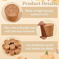 BENECREAT 24 Pcs Light Brown/Tan Cork Bottle