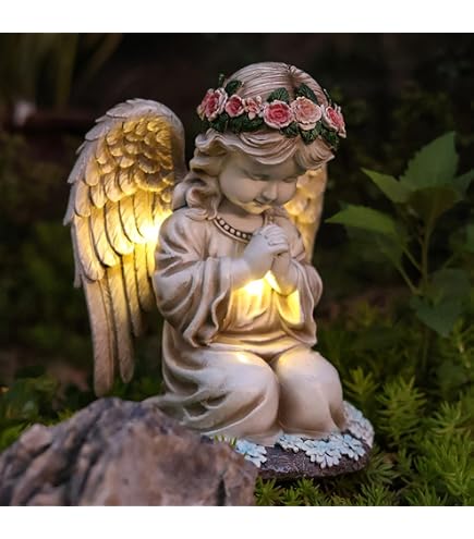 Collections Etc Angel with Solar Powered Star Outdoor Garden