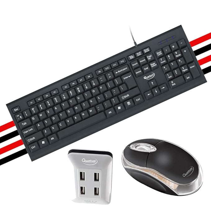 Amazon.in Buy Quantum Wired USB Combo with Keyboard, Mouse and 4 Port