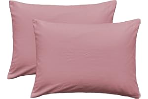 iMaylex Soft 100% Egyptian Cotton Zipper Pillow Case, Cozy and Lightweight Pillowcase, Set of 2, Lotus Pink, Standard, 20" x 26"