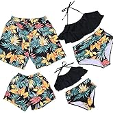 PURFEEL Couples Matching Swimsuit Family Matching Swimwears Dad and Me Matching Swiming Shorts