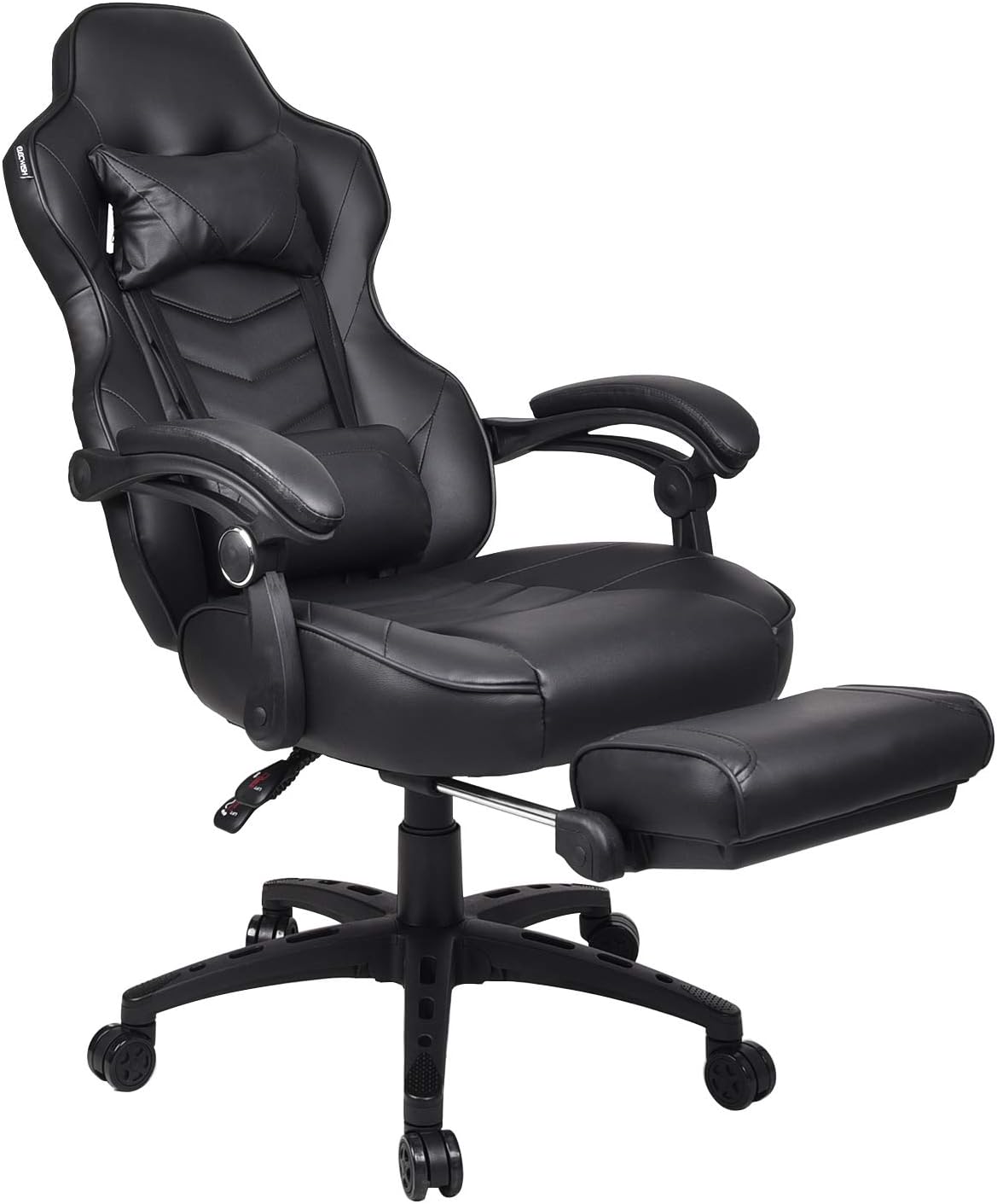 Amazon Com Gaming Chair For Adults With Footrest High Back Swivel Computer Office Chair With Pillows And Lumber Support Black Kitchen Dining
