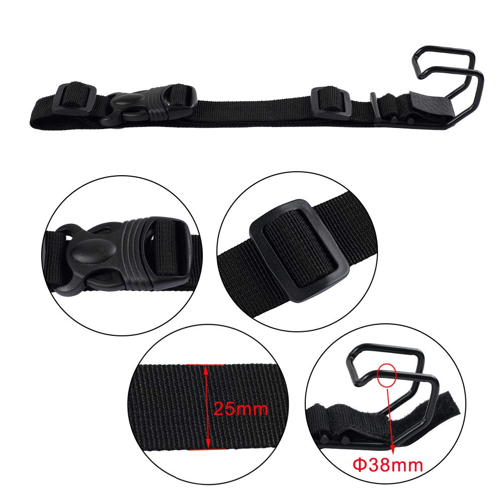 Vigorport J Hook Luggage Strap Add a Bag Hook Hanger Strap, Adjustable attaches Briefcase Together (Black-Normal Size)