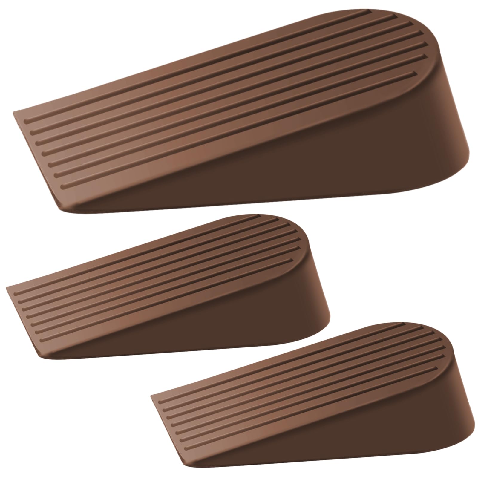 Rubber Door Stop Wedge Extra Large Door Stopper Indoors Ourdoors Door Stops Wall Protector,Floor Door Stop Holder for Homes, Schools, Office, Garage, Brown,3 Pack — image 1