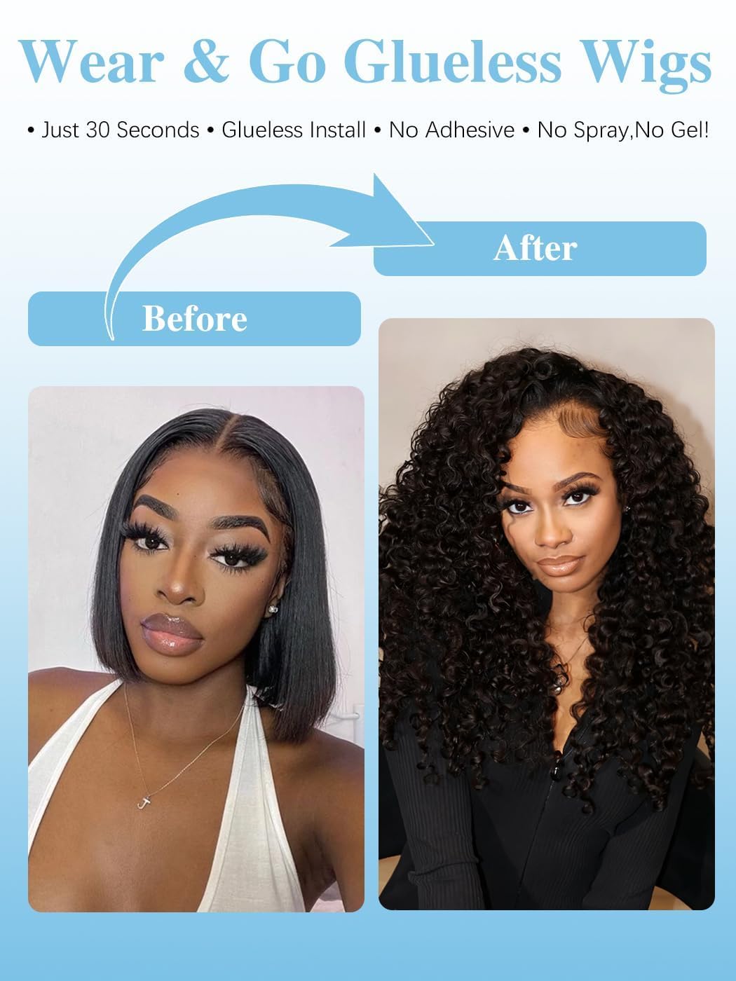 Condition photo showing New/Like New for fuduete burmese curly human hair flip over half wig 3 in 1 glueless wear & go drawstring headband wi