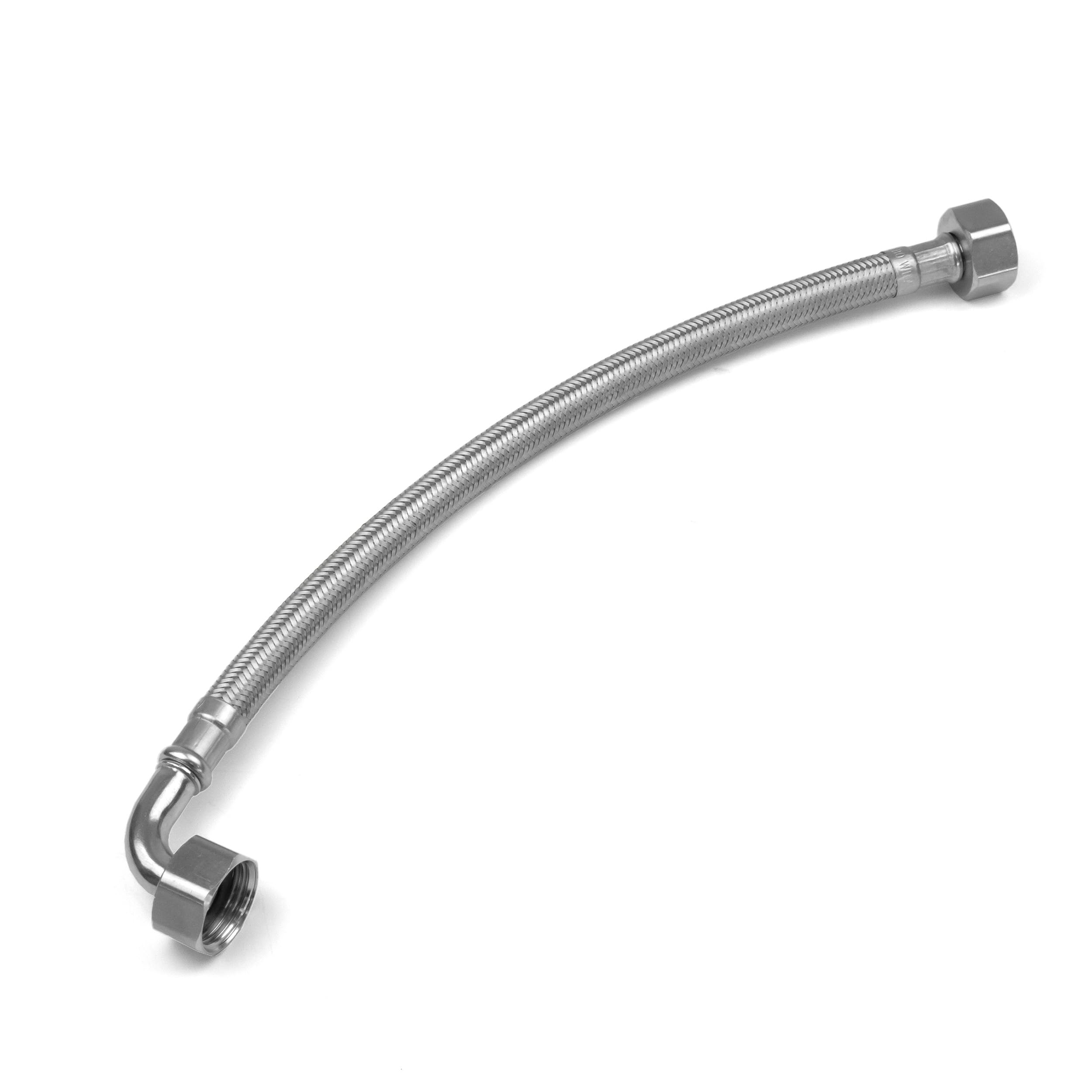 Xcel Home WRAS Approved 90° Elbow Flexible Pipe Connector | 1/2" BSP x 300mm Braided Stainless Steel Flexi Hose | Boiler, Radiator, Bathroom & Kitchen Plumbing