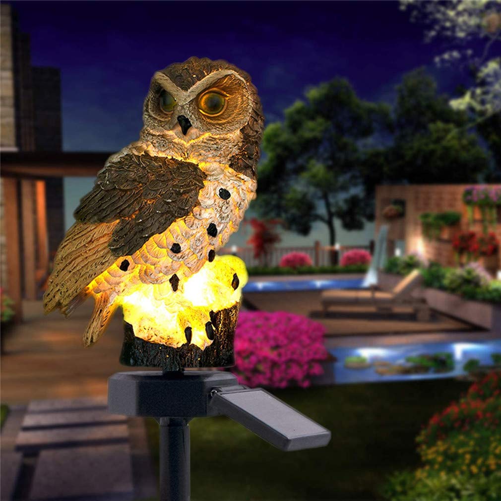 Ulalaza Outdoor Solar Lights Owl Shape Solar Powered LED Lamp Waterproof Garden Lights Stake Lights for Walkway