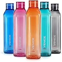 Cello Venice Plastic Bottle Set, 1 Litre, Set of 5, Assorted