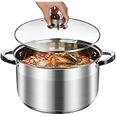 10-Quart Stainless Steel Stockpot with Lid – Heavy Duty Soup Pot for Pasta, Boiling, and Large Batch Cooking – Induction Compatible – Dishwasher Safe – Professional Kitchen Cookware
