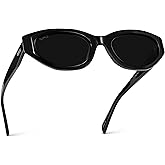 WearMe Pro - Women's Polarized Sunglasses, Narrow Fashion Cat-Eye Acetate Frame, Oval Lenses, Hand-Polished