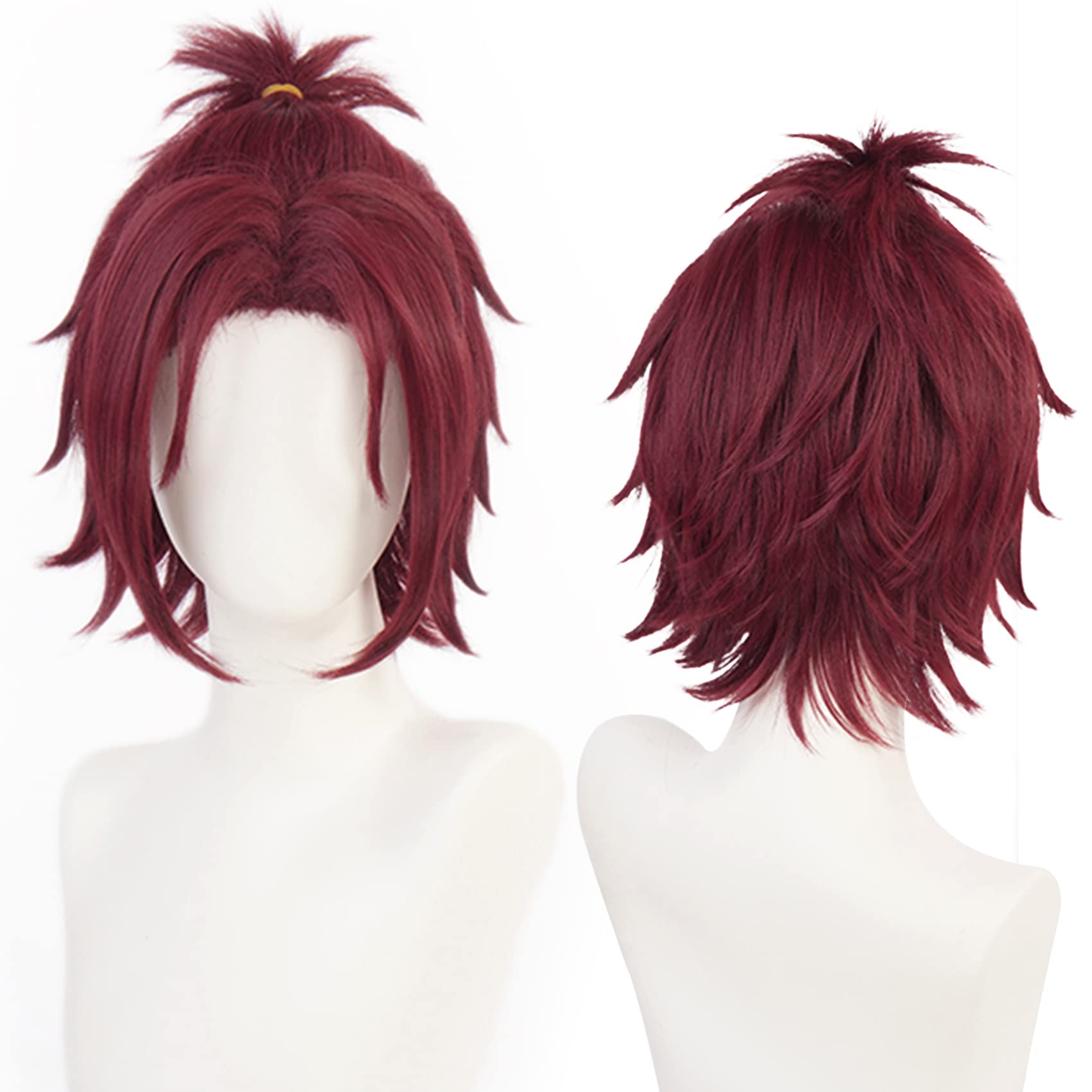 Burgundy Short Curly Wig for Anime with Heat Resistant Fiber Synthetic for Women Men Halloween Comic Con Cos Role Replacement Wigs โ image 1