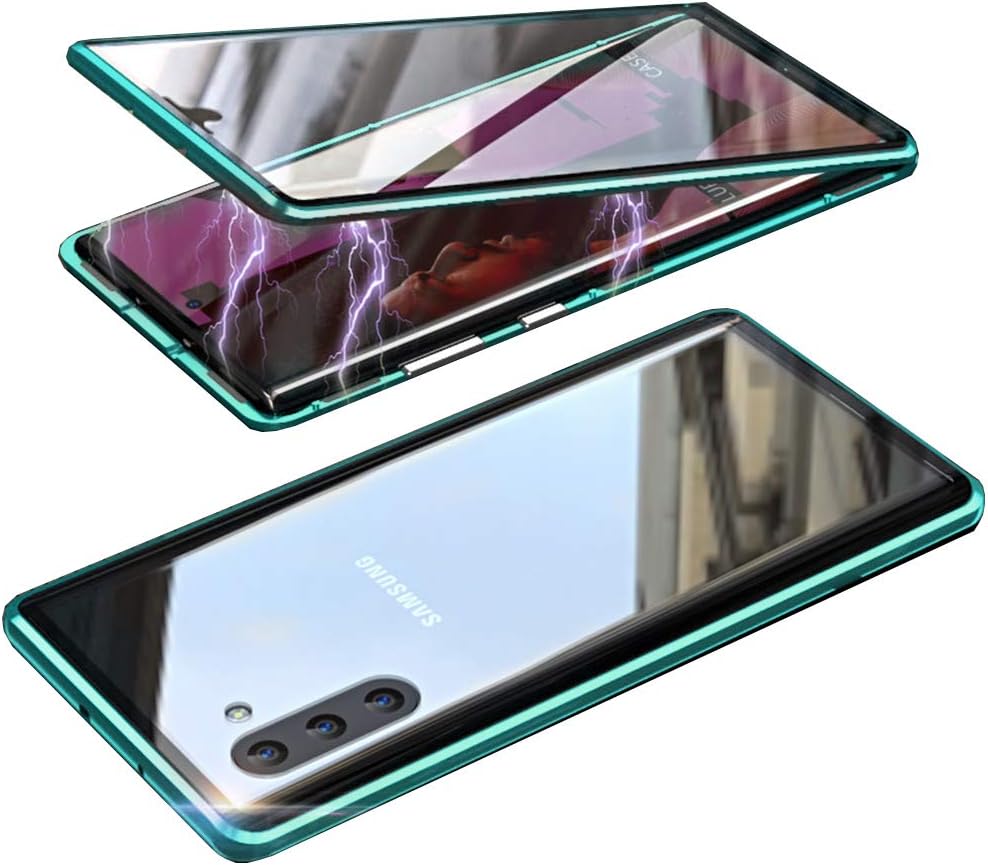 HikerClub Galaxy Note 10 Magnetic Case Front and Back Double Sided Glass Clear Anti Scratch Slim Metal Bumper Full Body…