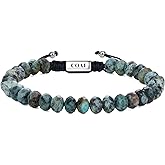 COAI Beaded Bracelet for Men, Handmade Jewelry Faceted Crystal Gemstone Bracelet for Men, 8 * 5MM Tiger Eye/African Turquoise/Red Jasper