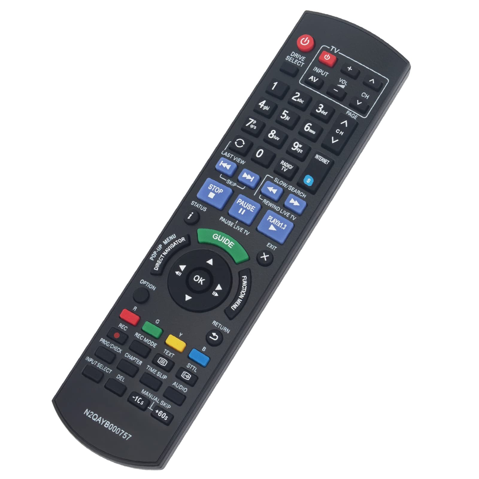 N2QAYB000757 Replacement Remote Fit for Panasonic Blu-ray Disc Recorder DMR-BWT720 DMR-BWT720 DMR-BWT720GL DMR-BWT740 DMR-BWT820 DMR-BWT820GL DMR-BWT835 DMR-BWT835GL DMR-BWT945 DMR-HCT130
