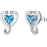 NFYBD Stethoscope Heart Stud Earrings for Women 925 Sterling Silver 12 Months Birthstone Nurse Doctor Medical Earrings Jewelry RN Registered Student Graduation Retirement Christmas Nurse Week Gifts