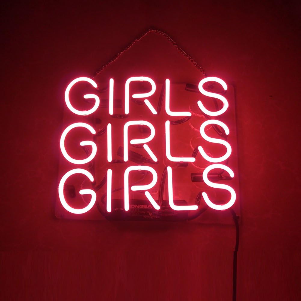 Mugua pink girls girls Beer Neon Sign 14" x 10" for Home Bedroom Pub Hotel Beach Recreational Game Room Decor Garage Wall Sign