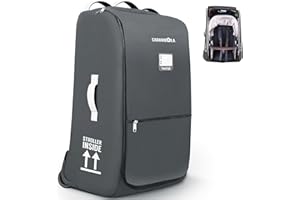 CARAMBOLA Stroller Bag for Airplane,Travel Bag - Compatible with UPPAbaby Vista/V1 V2 V3, Cruz/V1 V2 V3 |Rolling Wheel Bag with Storage Pocket, Waterproof, Rolling Wheels, Multiple Handles | Grey