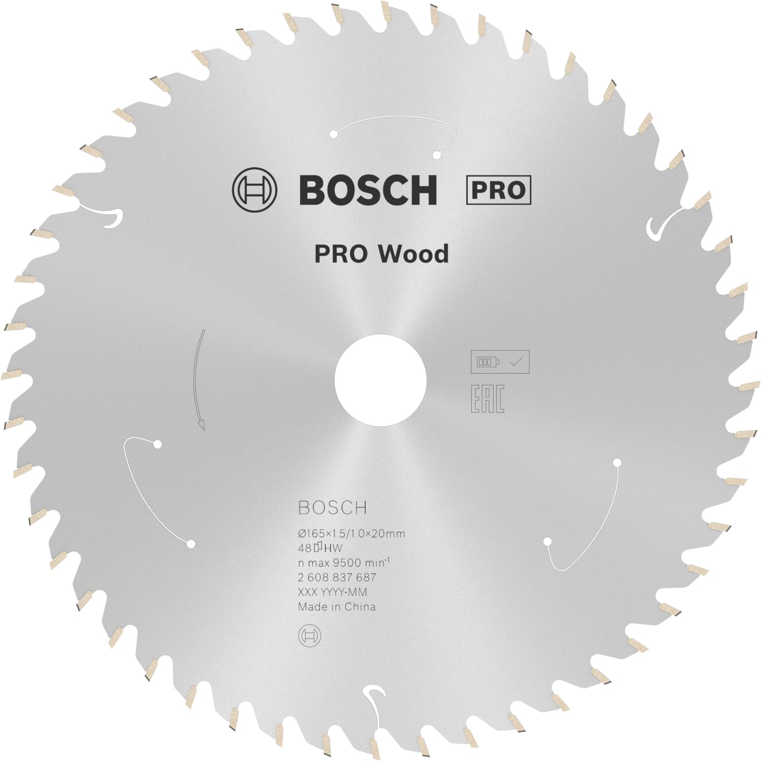Bosch 1x PRO Wood Circular Saw Blade for Cordless Hand-Held Circular Saws (for Softwood, Hardwood, Ø mm, Professional Accessory Hand-Held Circular Saw)
