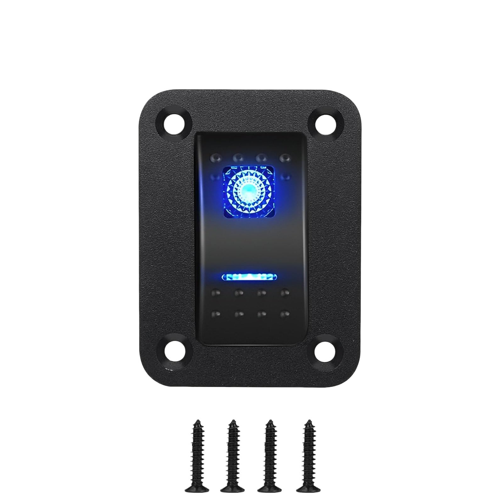 Photo 1 of 1 Gang Rocker Switch Panel with 5 Pin On Off Toggle Switch 12V/ 20A 10A/ 24V, Waterproof Aluminum Switche Bracket for Car Truck Marine Boat RV