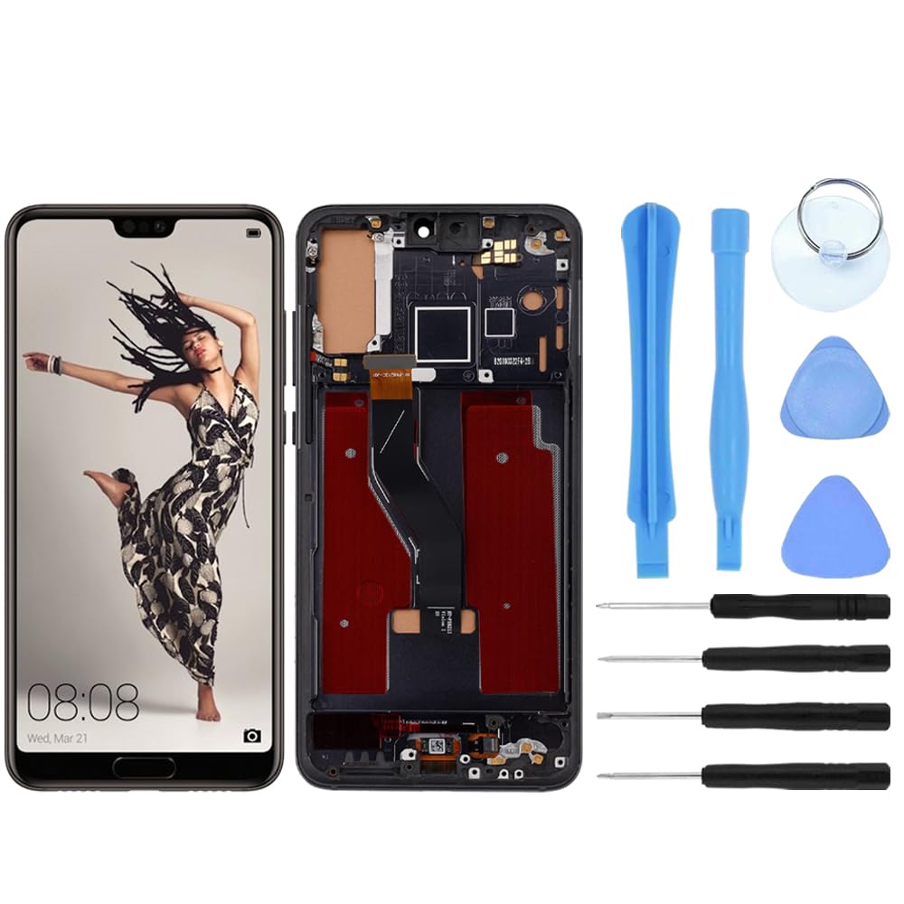 S&L ENTERPRISE Screen Replacement for Huawei P20 Pro CLT-L09 CLT-L29 6.1” LCD Touch Screen Digitizer Full Assembly with Frame TFT, Supports Fingerprint Recognition Incl. Repair Tool Kit