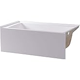 Fine Fixtures Acrylic, Fiberglass Alcove Soaking Bathtub with Integral Apron Front in Glossy White - Right Hand Drain, 72" x 