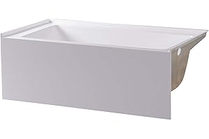Fine Fixtures Acrylic, Fiberglass Alcove Soaking Bathtub with Integral Apron Front in Glossy White - Right Hand Drain, 66" x 32"