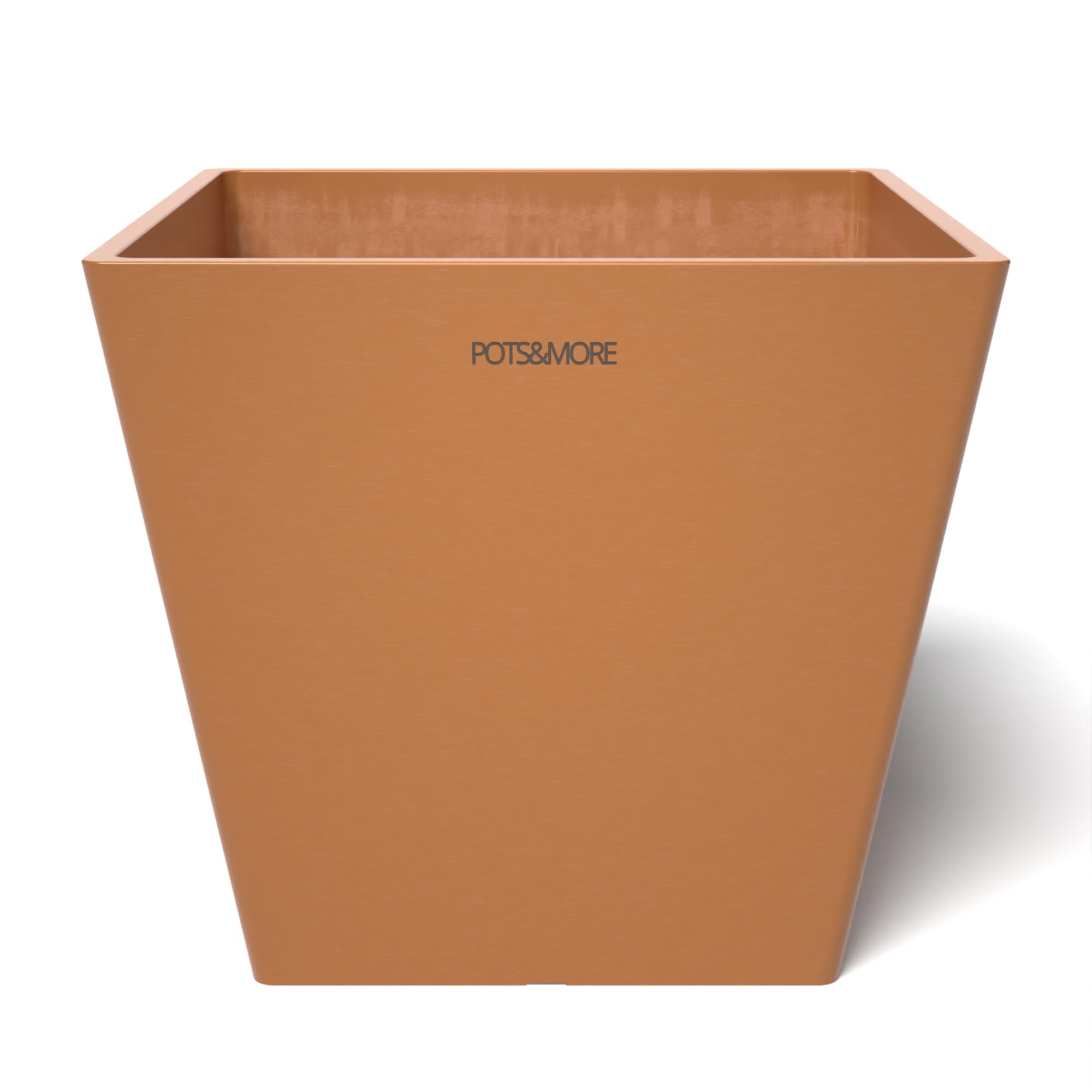 POTS&MORE Prismo 20 Pot (Diameter 20 cm, Square Shape, Terracotta Colour, Height 18 cm, Plastic Planter, for Indoor Plants) VP022003