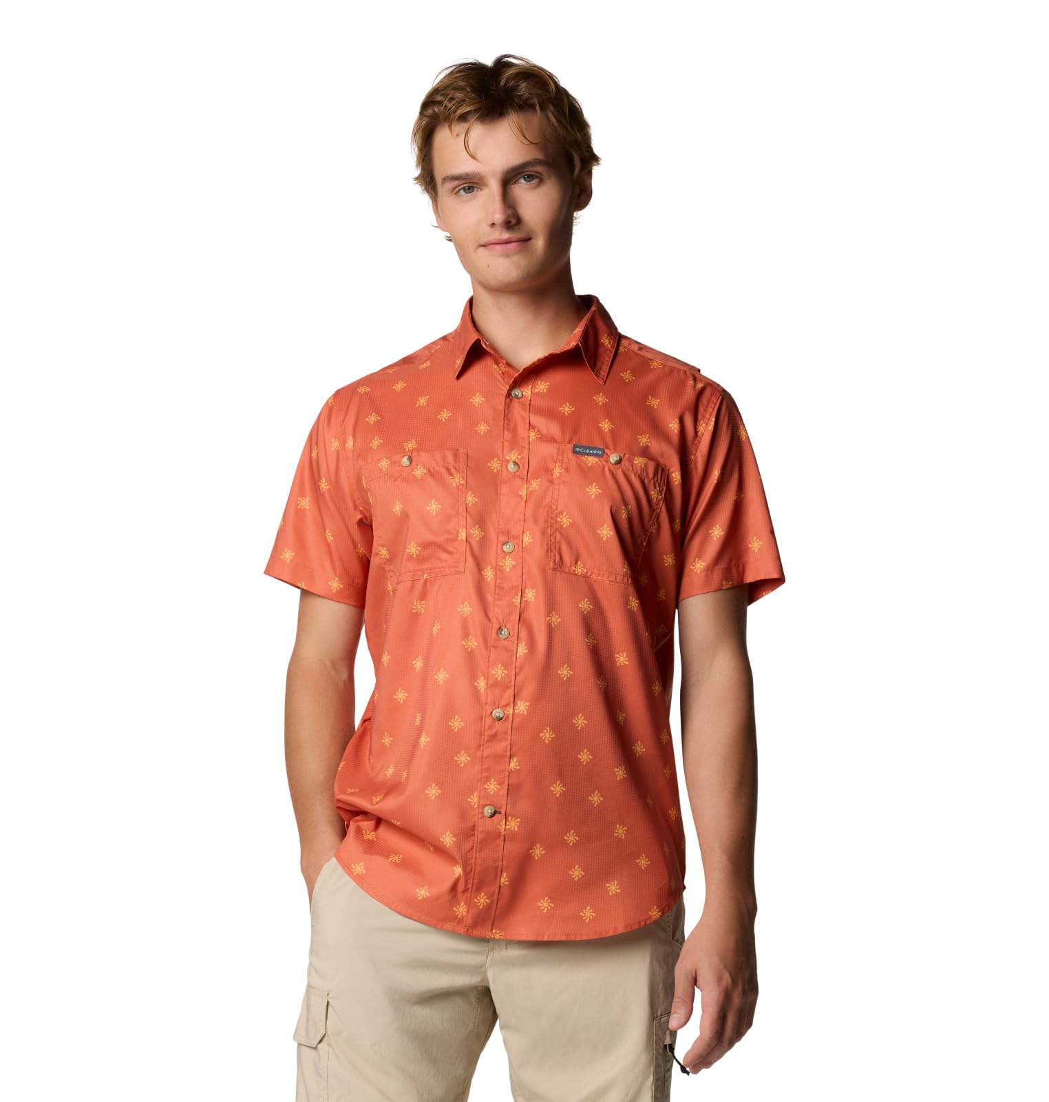 Columbia Men’s Utilizer Printed Woven Short Sleeve, Tuscan Sundot Tonal, 5X Tall