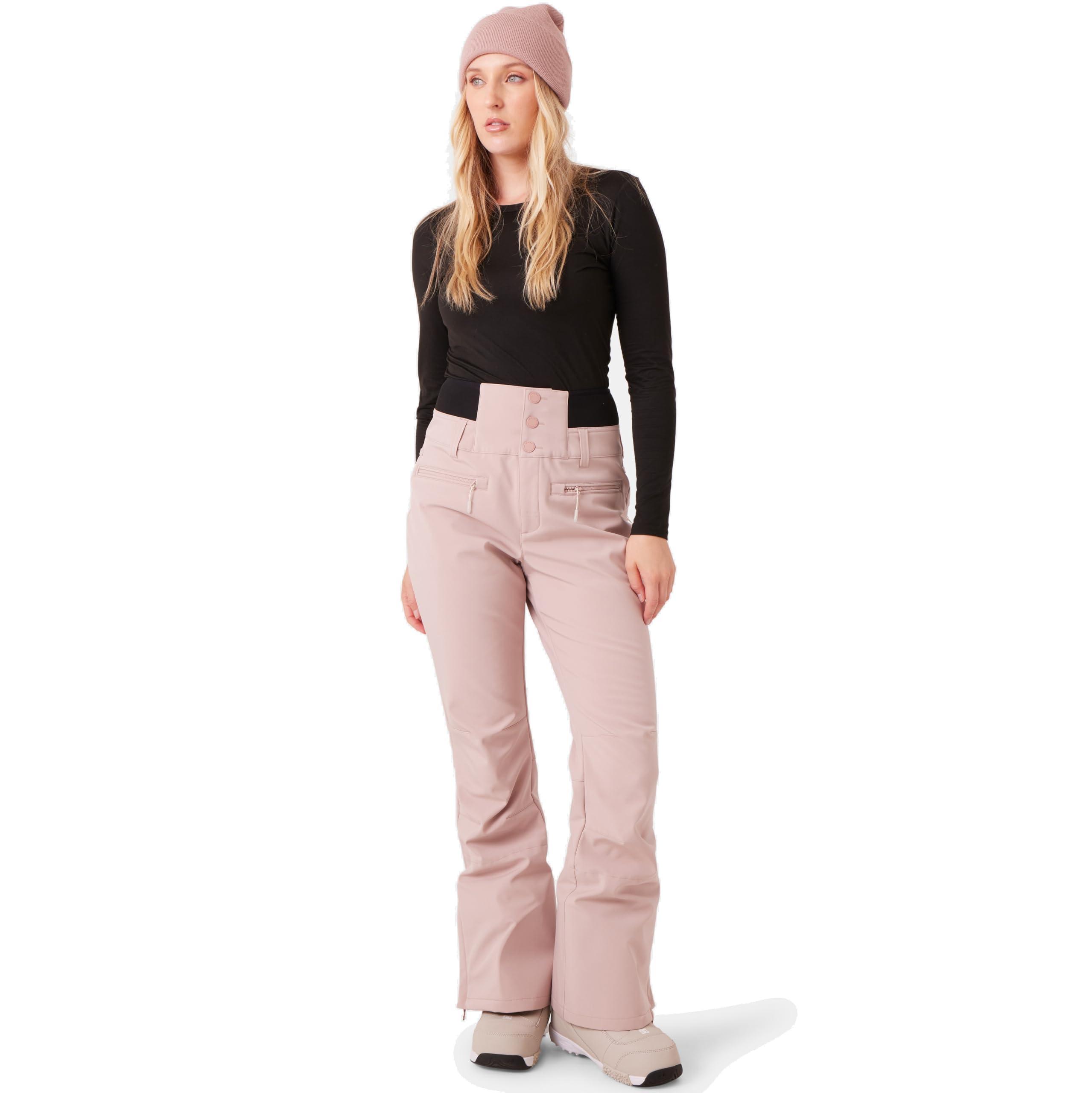 Rising High Ski Pant – 15K Waterproof Stretch Snow Pant, Skinny Fit, PFAS-Free, Short Inseam, Adobe Rose, Small