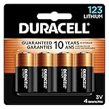 Duracell CR123A 3V Lithium Battery, 4 Count