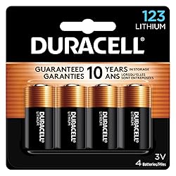 Duracell CR123A 3V Lithium Battery, 4 Count