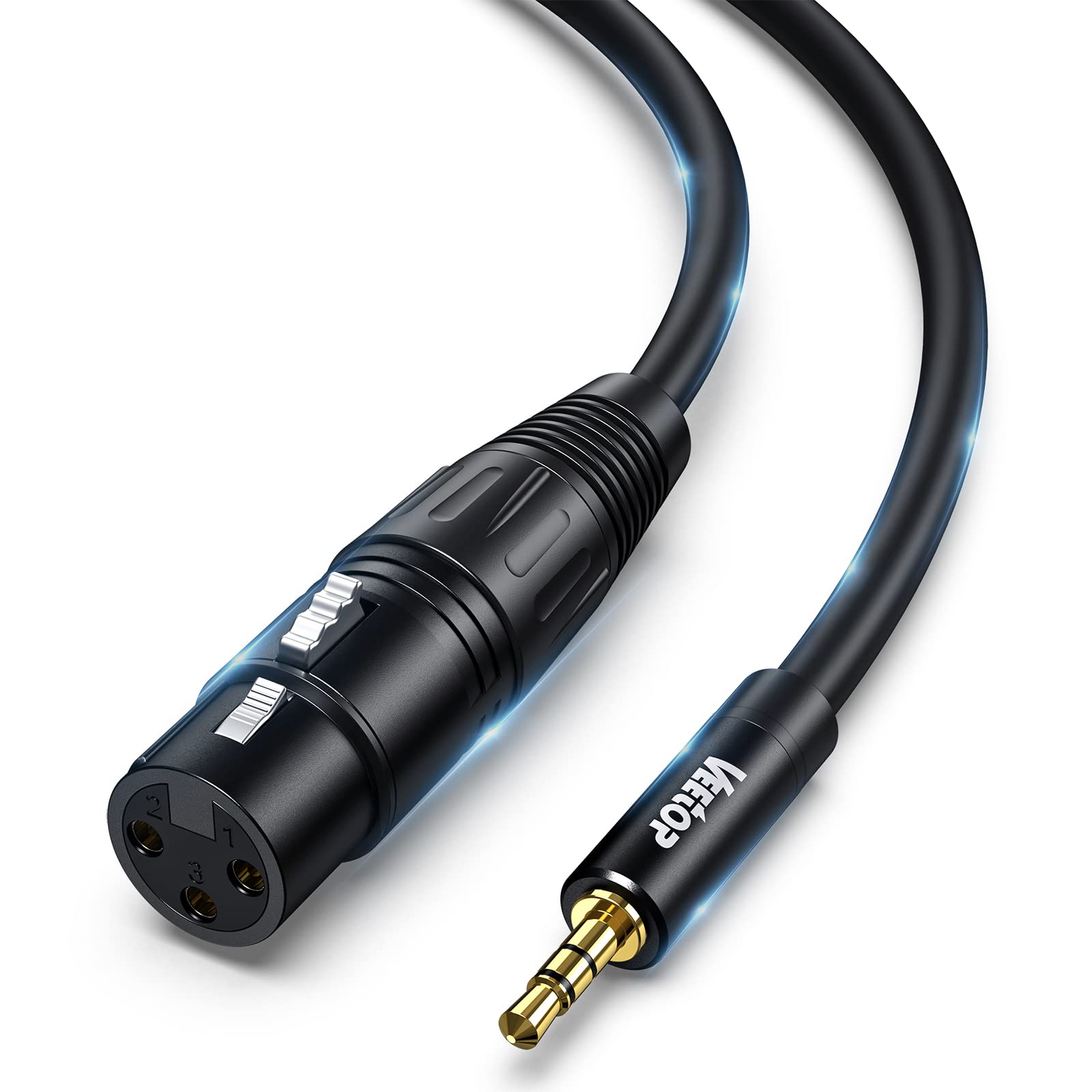 2m 3.5mm to xlr Microphone Cable Veetop XLR Female to 3.5mm mini Jack TRS Balanced Audio Stereo Cable 1/8 inch to XLR 3 Pin Interconnect Cable for Laptop, DSLR Camera, Sound, DV