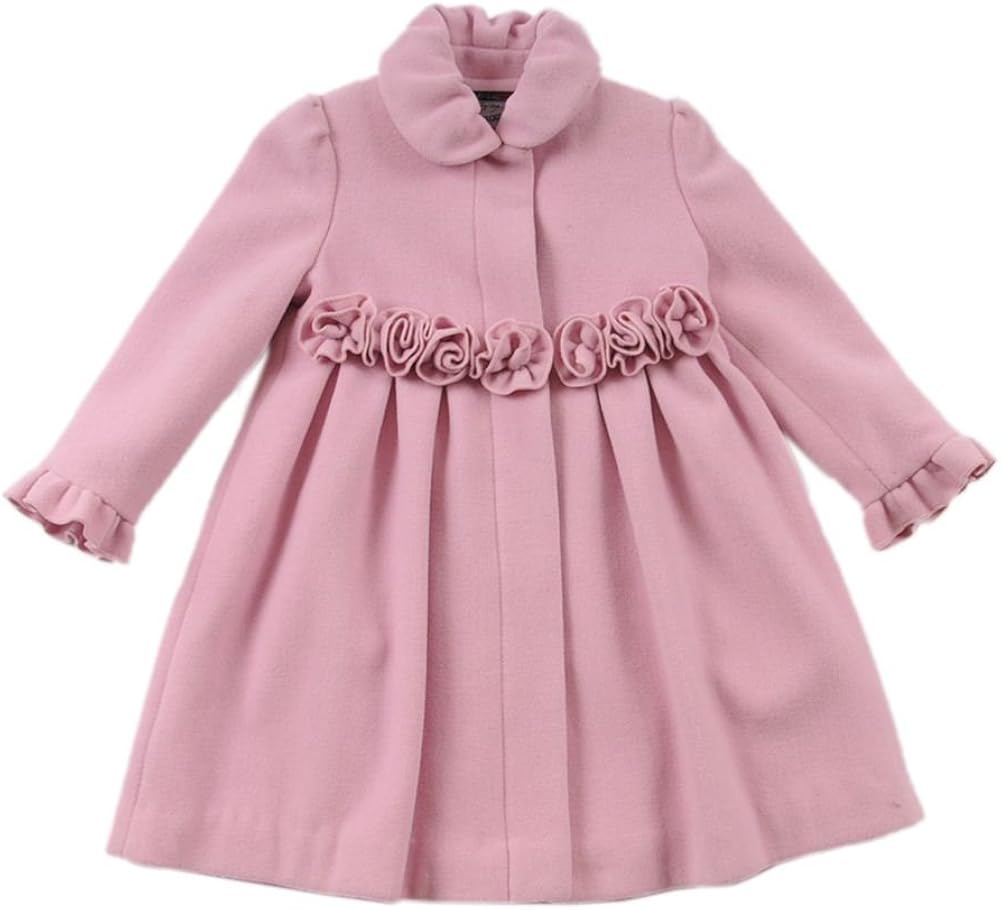 Rothschild Girls Rosette Wool Look Dress Coat Pink (Size
