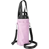 Linkidea Water Bottle Carrier with Strap Compatible with YETI Rambler Bottle 18oz, Owala FreeSip 24oz, Lightweight Waterbottle Sling Bag Holder with Shoulder Strap for Travel, Pink